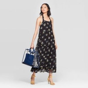 NWT Who What Wear Black Floral Sleeveless Dress XS